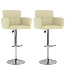 Barkrukken 2 st kunstleer crème