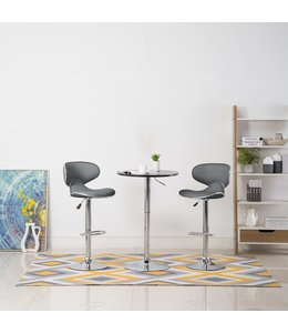 Barkrukken 2 st kunstleer grijs