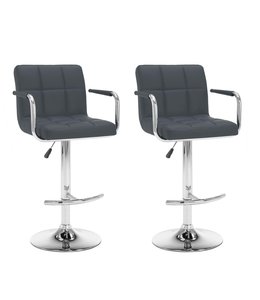 Barkrukken 2 st kunstleer grijs