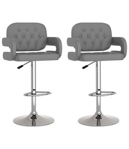 Barkrukken 2 st kunstleer grijs