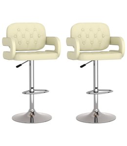 Barkrukken 2 st kunstleer crème