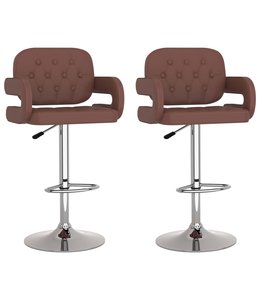 Barkrukken 2 st kunstleer bruin