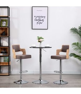 Barkrukken 2 st gebogen hout en stof taupe