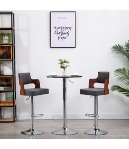 Barkrukken 2 st gebogen hout en stof donkergrijs