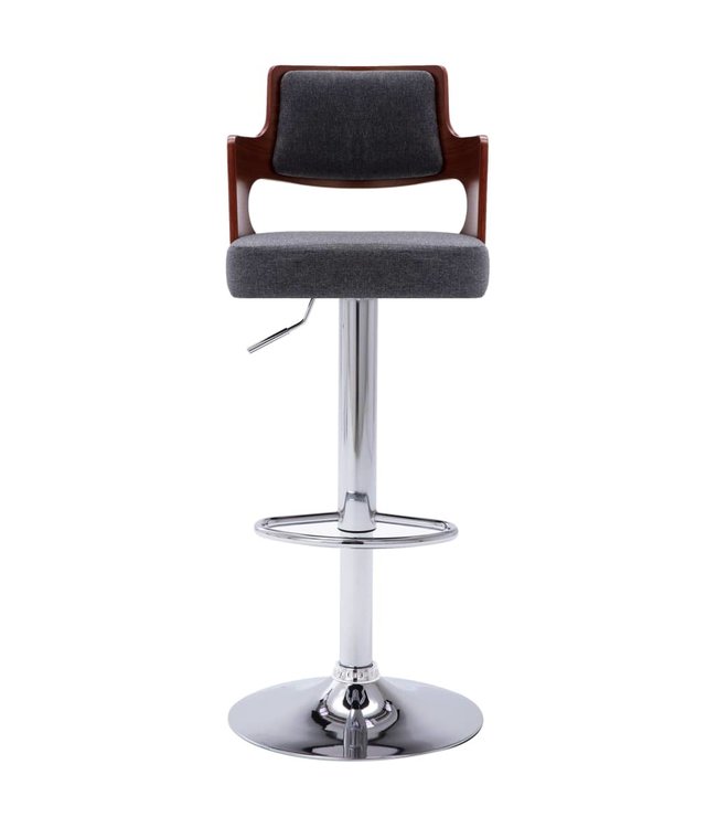 Barkrukken 2 st gebogen hout en stof donkergrijs