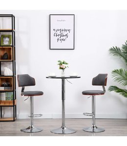 Barkrukken 2 st gebogen hout en stof donkergrijs