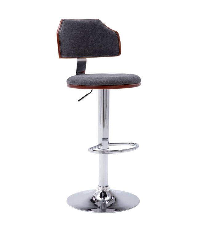 Barkrukken 2 st gebogen hout en stof donkergrijs