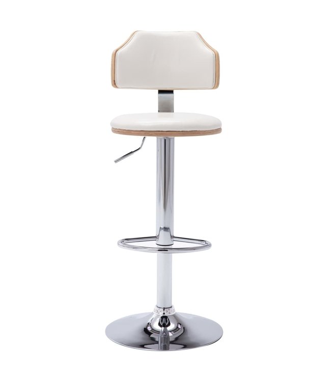 Barkrukken 2 st gebogen hout en kunstleer wit