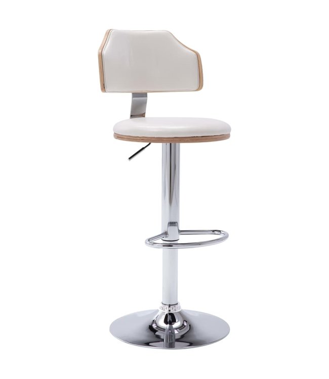 Barkrukken 2 st gebogen hout en kunstleer wit