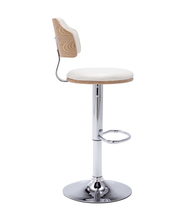 Barkrukken 2 st gebogen hout en kunstleer wit