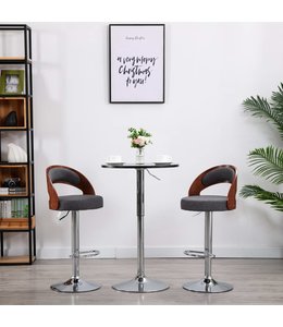 Barkrukken 2 st gebogen hout en stof donkergrijs