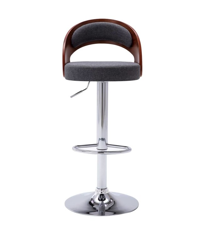 Barkrukken 2 st gebogen hout en stof donkergrijs