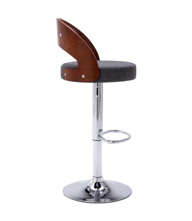 Barkrukken 2 st gebogen hout en stof donkergrijs