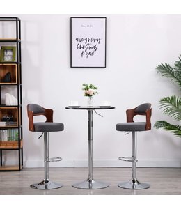 Barkrukken 2 st gebogen hout en stof donkergrijs