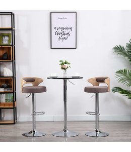 Barkrukken 2 st gebogen hout en stof taupe