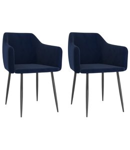 Eetkamerstoelen 2 st fluweel blauw