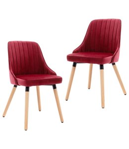 Eetkamerstoelen 2 st fluweel wijnrood