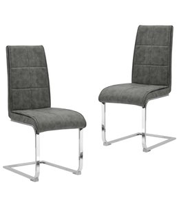 Eetkamerstoelen 2 st kunstleer grijs
