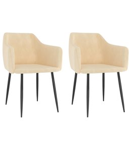 Eetkamerstoelen 2 st fluweel crème