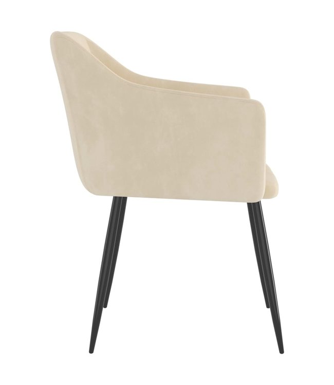 Eetkamerstoelen 2 st fluweel crème