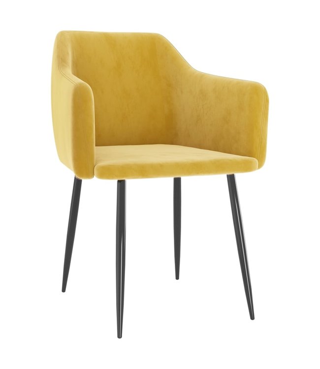 Eetkamerstoelen 2 st fluweel mosterdgeel