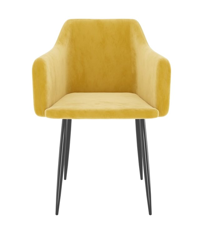 Eetkamerstoelen 2 st fluweel mosterdgeel