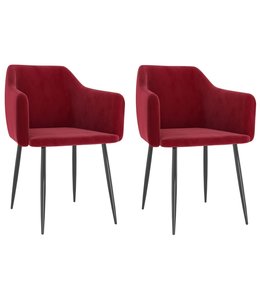 Eetkamerstoelen 2 st fluweel wijnrood