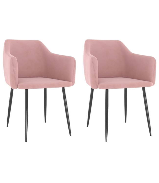 Eetkamerstoelen 2 st fluweel roze