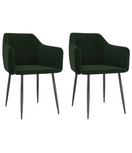 Eetkamerstoelen 2 st fluweel donkergroen