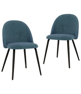Eetkamerstoelen 2 st stof blauw