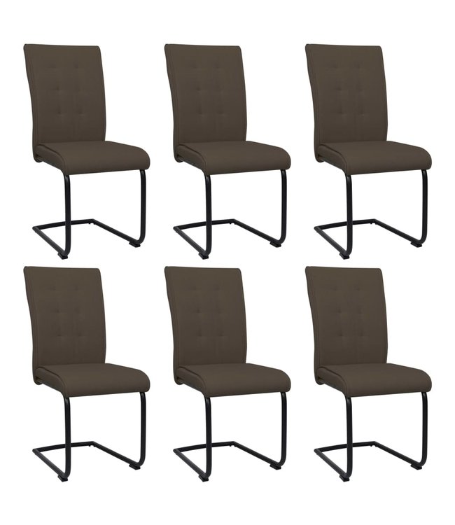 Eetkamerstoelen 6 st stof bruin