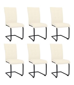 Eetkamerstoelen 6 st stof crème