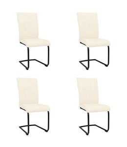 Eetkamerstoelen 4 st stof crème