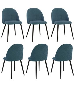 Eetkamerstoelen 6 st stof blauw