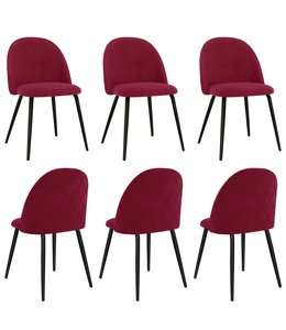 Eetkamerstoelen 6 st stof wijnrood