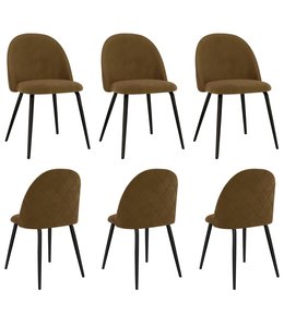 Eetkamerstoelen 6 st stof bruin