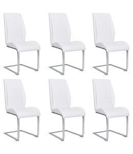 Eetkamerstoelen 6 st stof wit