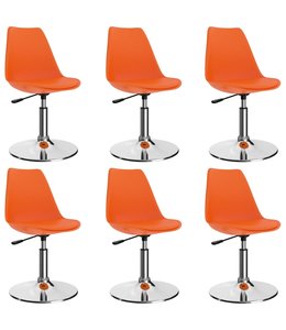Eetkamerstoelen draaibaar 6 st kunstleer oranje