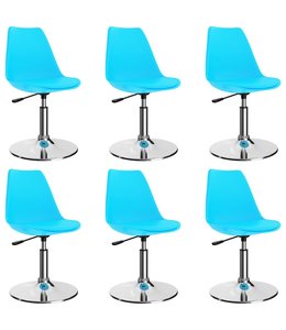 Eetkamerstoelen draaibaar 6 st kunstleer blauw