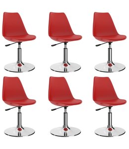 Eetkamerstoelen draaibaar 6 st kunstleer rood