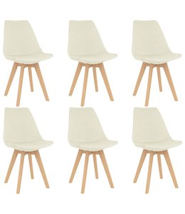 Eetkamerstoelen 6 st stof crème