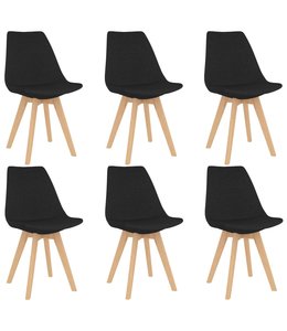 Eetkamerstoelen 6 st stof zwart