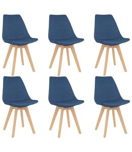 Eetkamerstoelen 6 st stof blauw