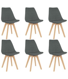 Eetkamerstoelen 6 st stof lichtgrijs