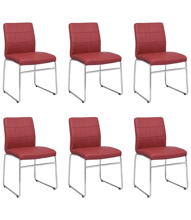 Eetkamerstoelen 6 st kunstleer rood