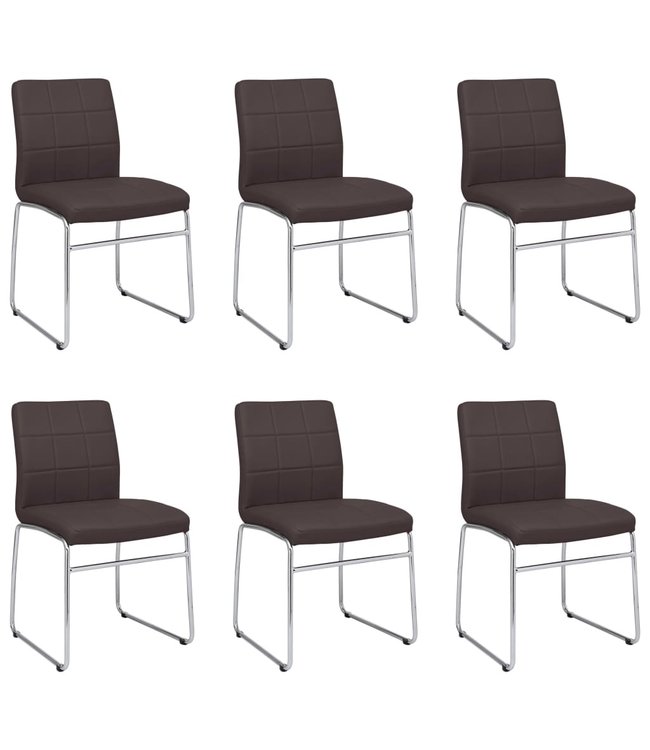 Eetkamerstoelen 6 st kunstleer bruin