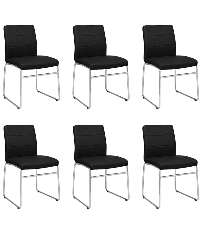Eetkamerstoelen 6 st kunstleer zwart