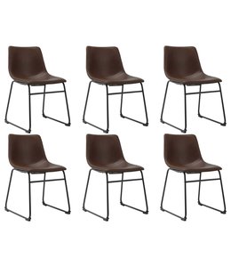 Eetkamerstoelen 6 st kunstleer lichtbruin