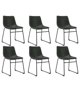 Eetkamerstoelen 6 st kunstleer grijs