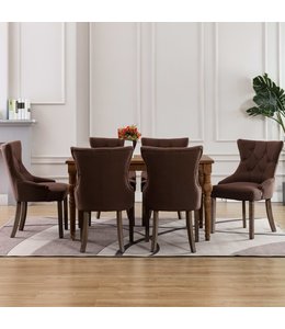 Eetkamerstoelen 6 st stof bruin